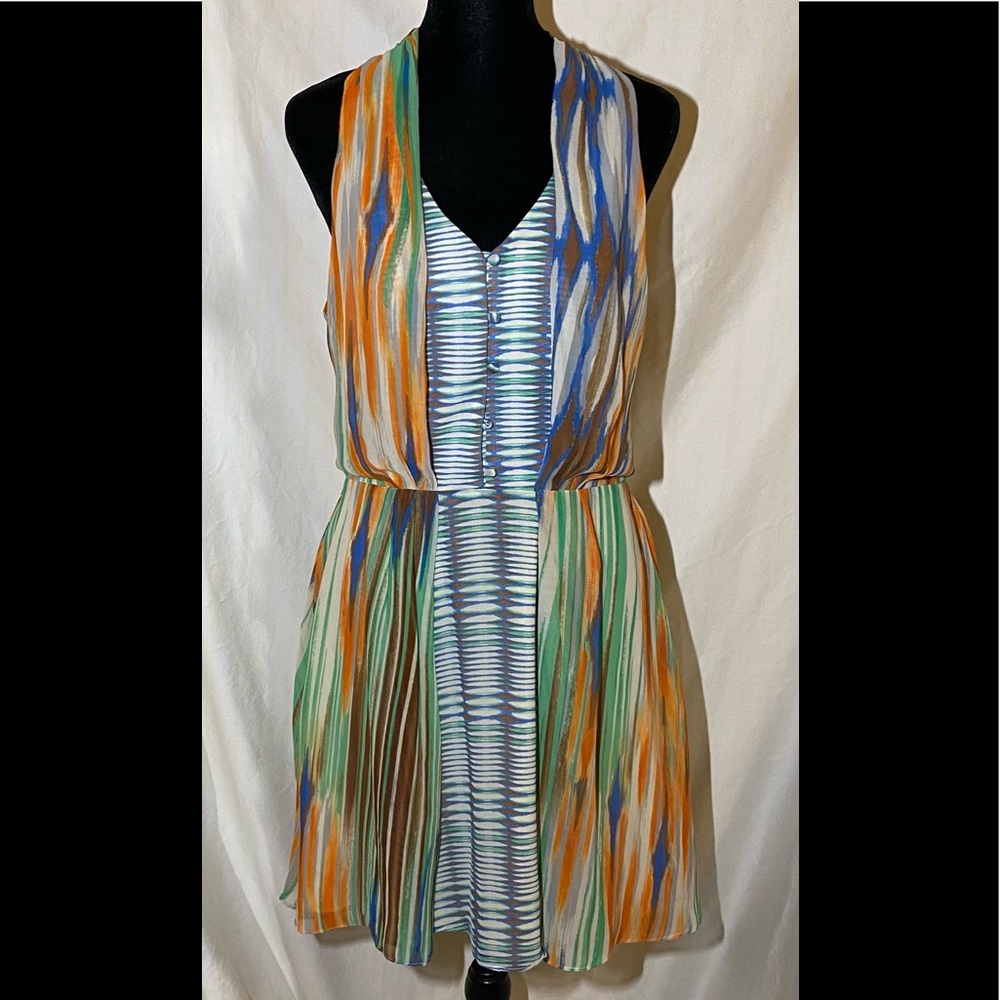 Fable multicolored halter dress with cutout back